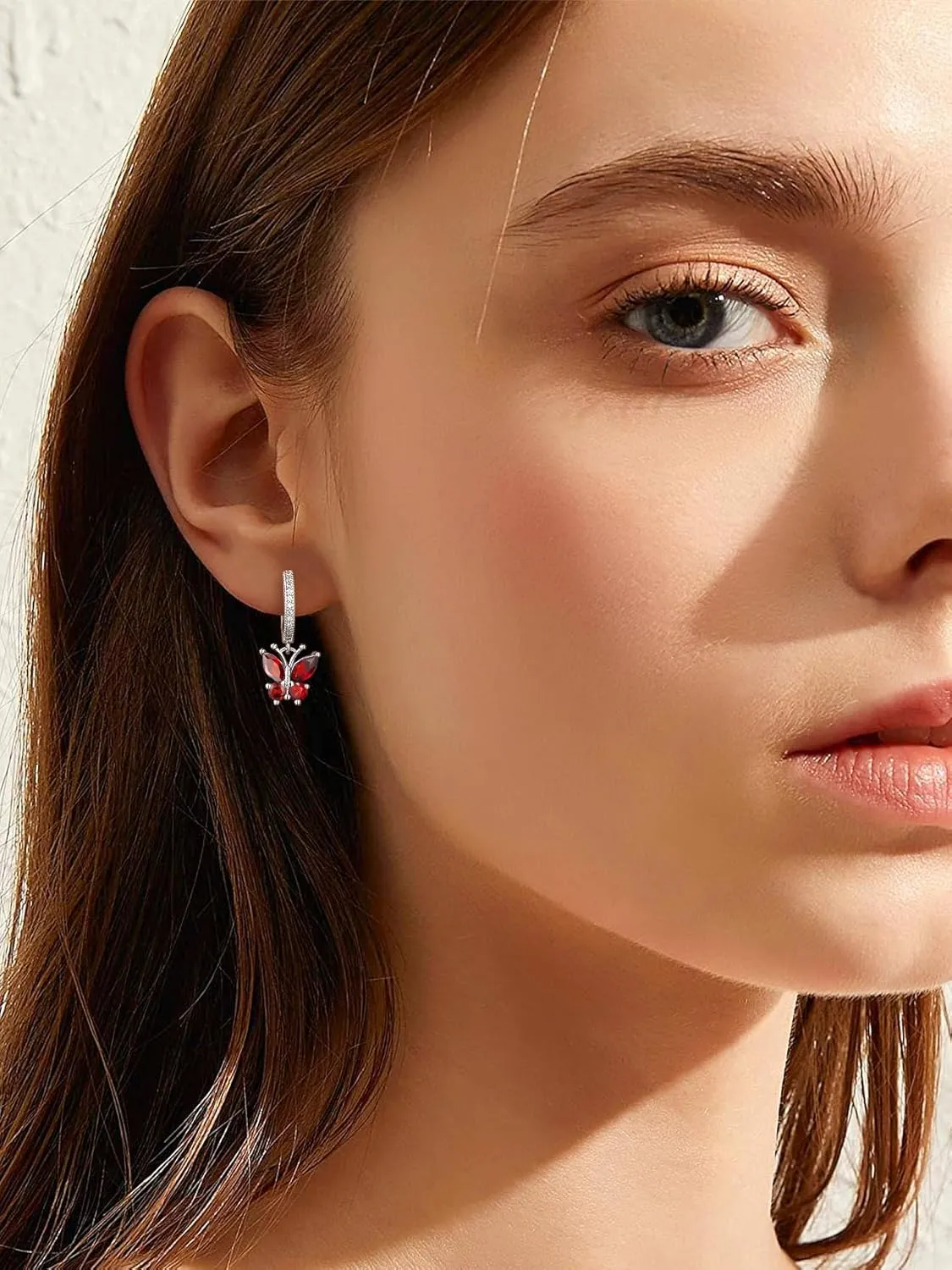 Bestyle Sterling Silver Butterfly Earrings for Women, Dainty Cute Birthstone Studs Hypoallergenic Jewelry, Great Birthday Gift