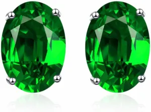 BG&WLing Green Earrings for Women Created Emerald Earring Studs Silver Post Cubic Zirconia Solitaire Stud Earrings Hypoallergenic Fashion Jewelry Gifts