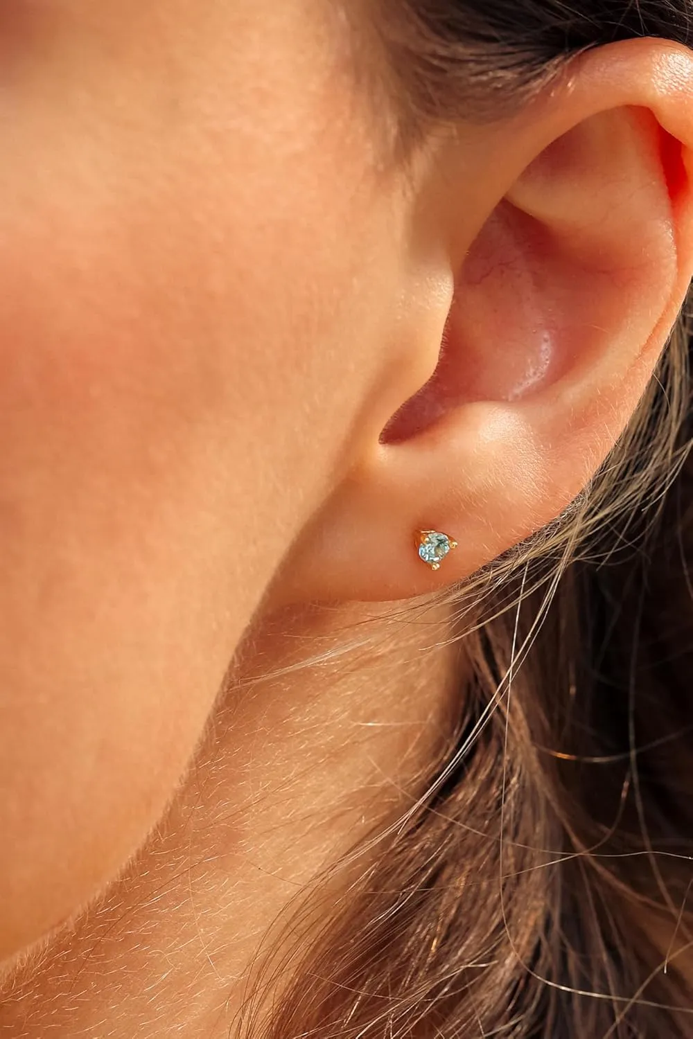 Birthstone Stud Earrings | 18K Gold Sterling Silver | Mini Crystal Stud Earrings | Gemstone Stud Earrings Minimalist Jewelry | Birthday Gift