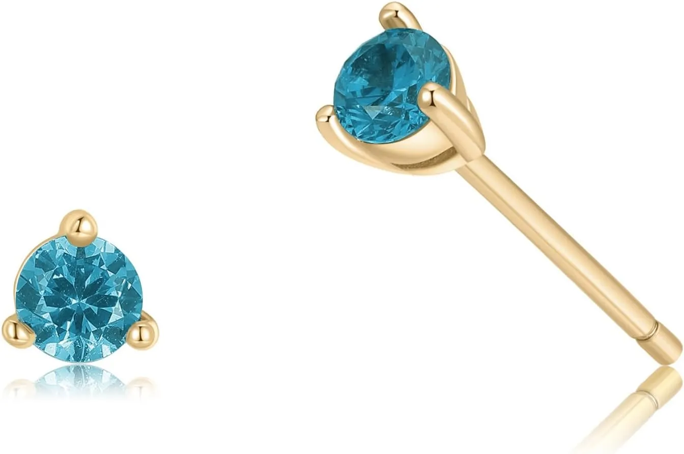 Birthstone Stud Earrings | 18K Gold Sterling Silver | Mini Crystal Stud Earrings | Gemstone Stud Earrings Minimalist Jewelry | Birthday Gift