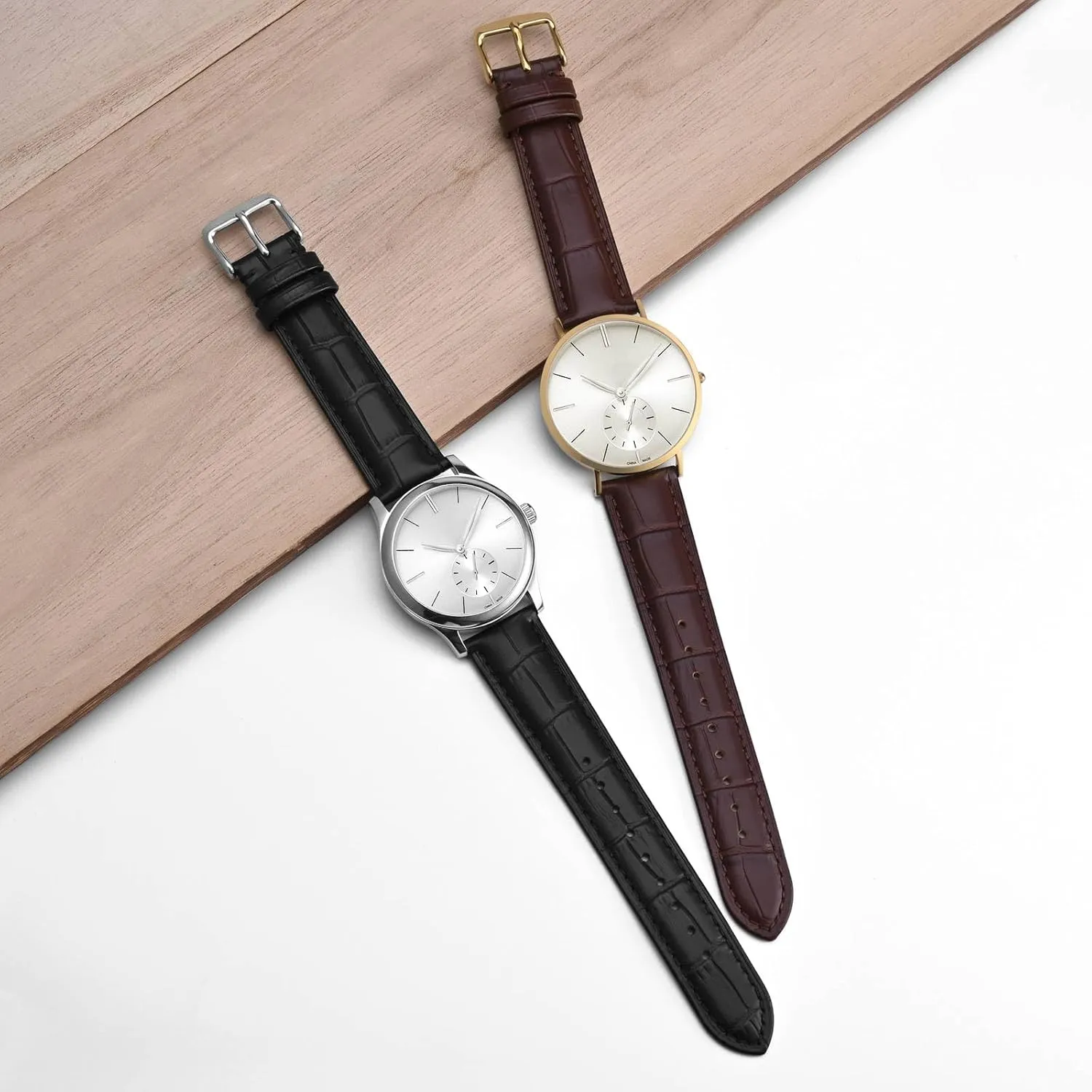 BISONSTRAP Watch Bands, Alligator Embossed Leather Watch Straps, Band Width- 18mm 19mm 20mm 22mm 24mm 26mm