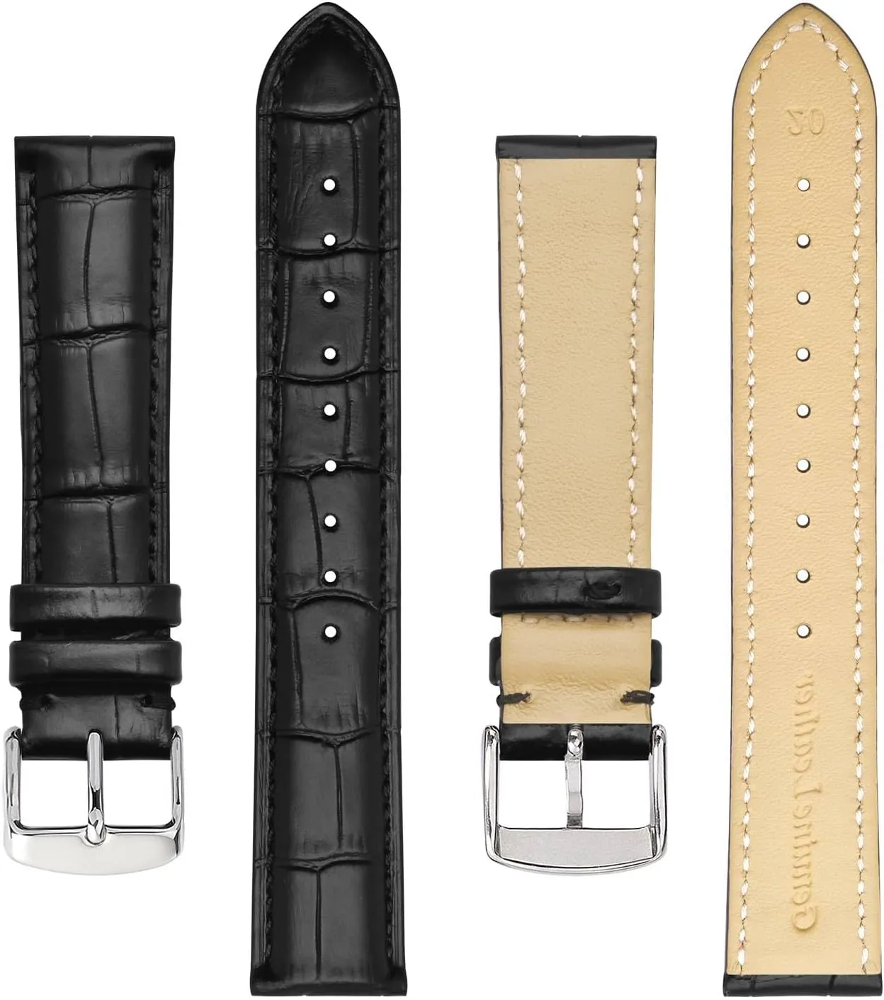 BISONSTRAP Watch Bands, Alligator Embossed Leather Watch Straps, Band Width- 18mm 19mm 20mm 22mm 24mm 26mm