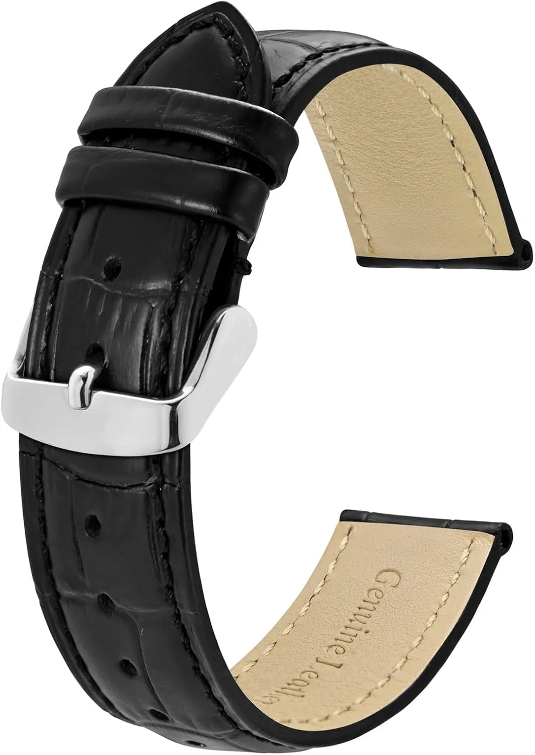 BISONSTRAP Watch Bands, Alligator Embossed Leather Watch Straps, Band Width- 18mm 19mm 20mm 22mm 24mm 26mm