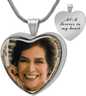 Bivei Urn Necklace for Ashes, Personalized Photo Keepsake Necklaces Cremation Jewelry for Ashes for Women & Men