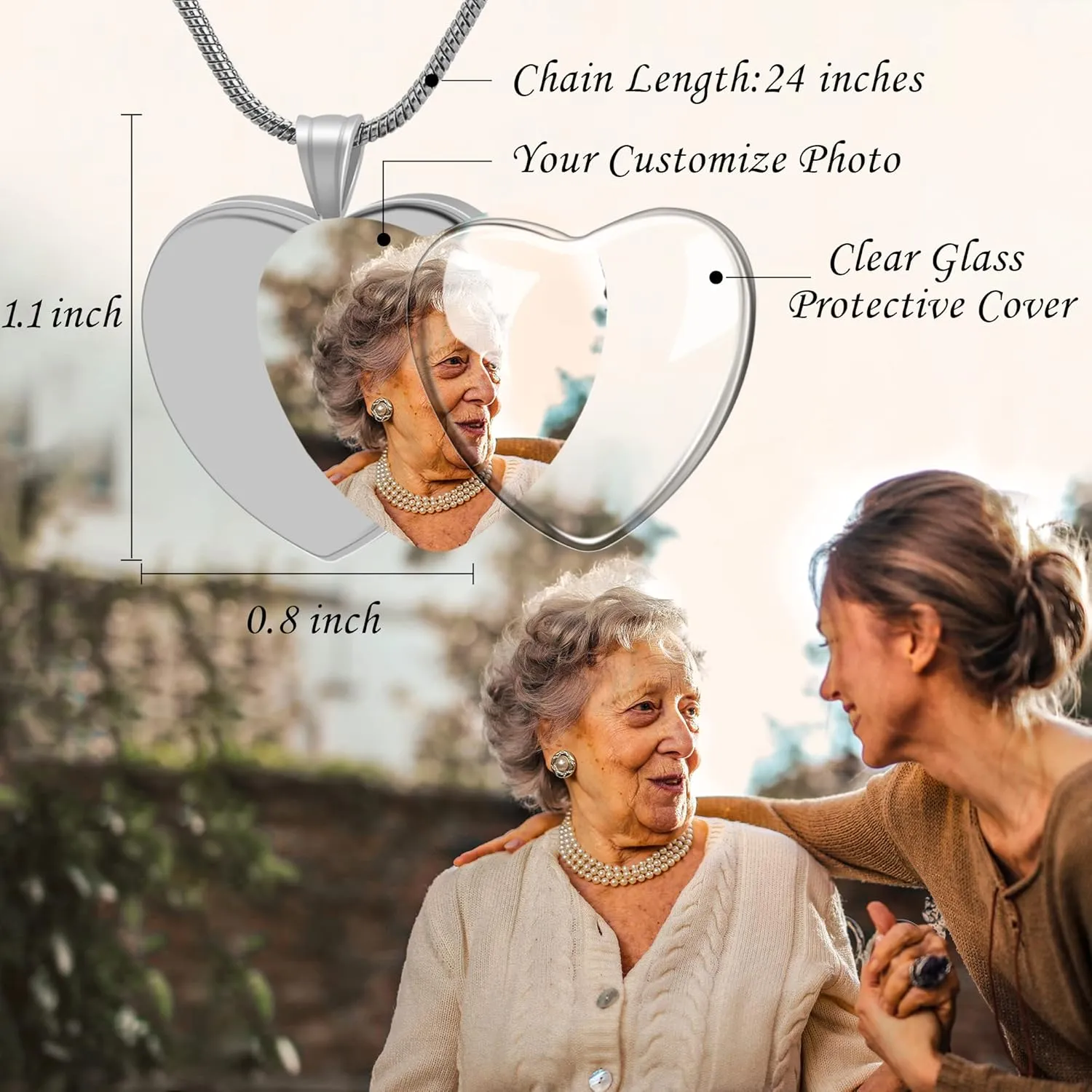Bivei Urn Necklace for Ashes, Personalized Photo Keepsake Necklaces Cremation Jewelry for Ashes for Women & Men
