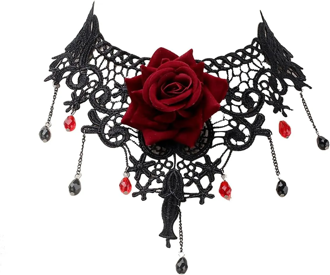 Black Choker Necklace Set Velvet Lace Choker Daisy Gothic Punk Classic Choker