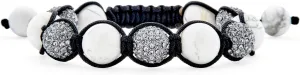 Black Navy Blue Gold Tone Bead Pave Crystal Ball Bracelet Women For Men Cord String Adjustable 12MM