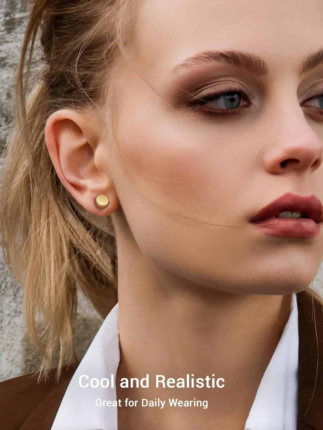 Black Stainless Steel Round Stud Earrings for Men Women Flat Studs Gothic Punk Flat Back Earringswith Box)