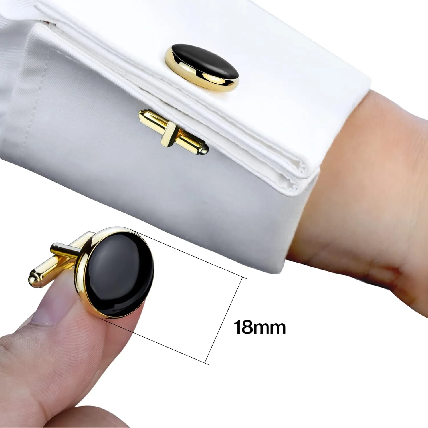 Black Ties for Men and Cufflinks Tie Clip Set, Solid Satin Necktie for Father's Day,Anniversary,Wedding and Bussiness.