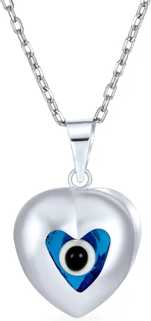 Bling Jewelry Turkish Spiritual Protection Amulet Moving Floating Aqua Nazar Blue Evil Eye Filigree Charm Pendant Necklace For Women For Teen .925 Sterling Silver