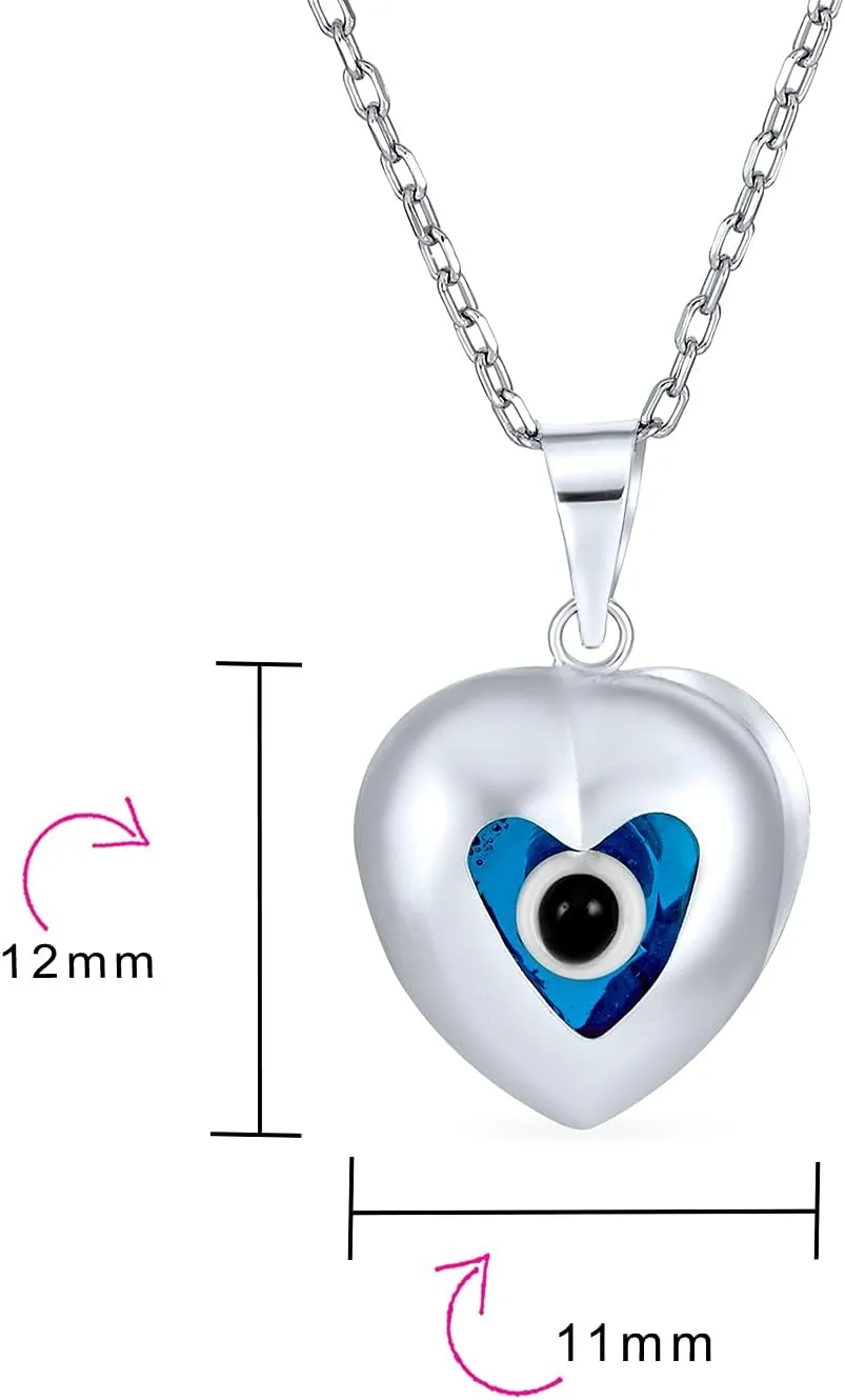 Bling Jewelry Turkish Spiritual Protection Amulet Moving Floating Aqua Nazar Blue Evil Eye Filigree Charm Pendant Necklace For Women For Teen .925 Sterling Silver