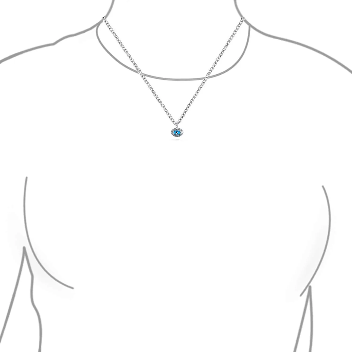 Bling Jewelry Turkish Spiritual Protection Amulet Round Circle Moving Floating Aqua Nazar Blue Evil Eye Filigree Charm Pendant Necklace For Women For Teen .925 Sterling Silver