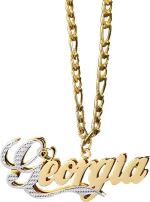 BlingSparkle Double Plated Name Necklace Personalized Name Plate Necklace Custom Name Necklace Gold Name Necklaces for Women