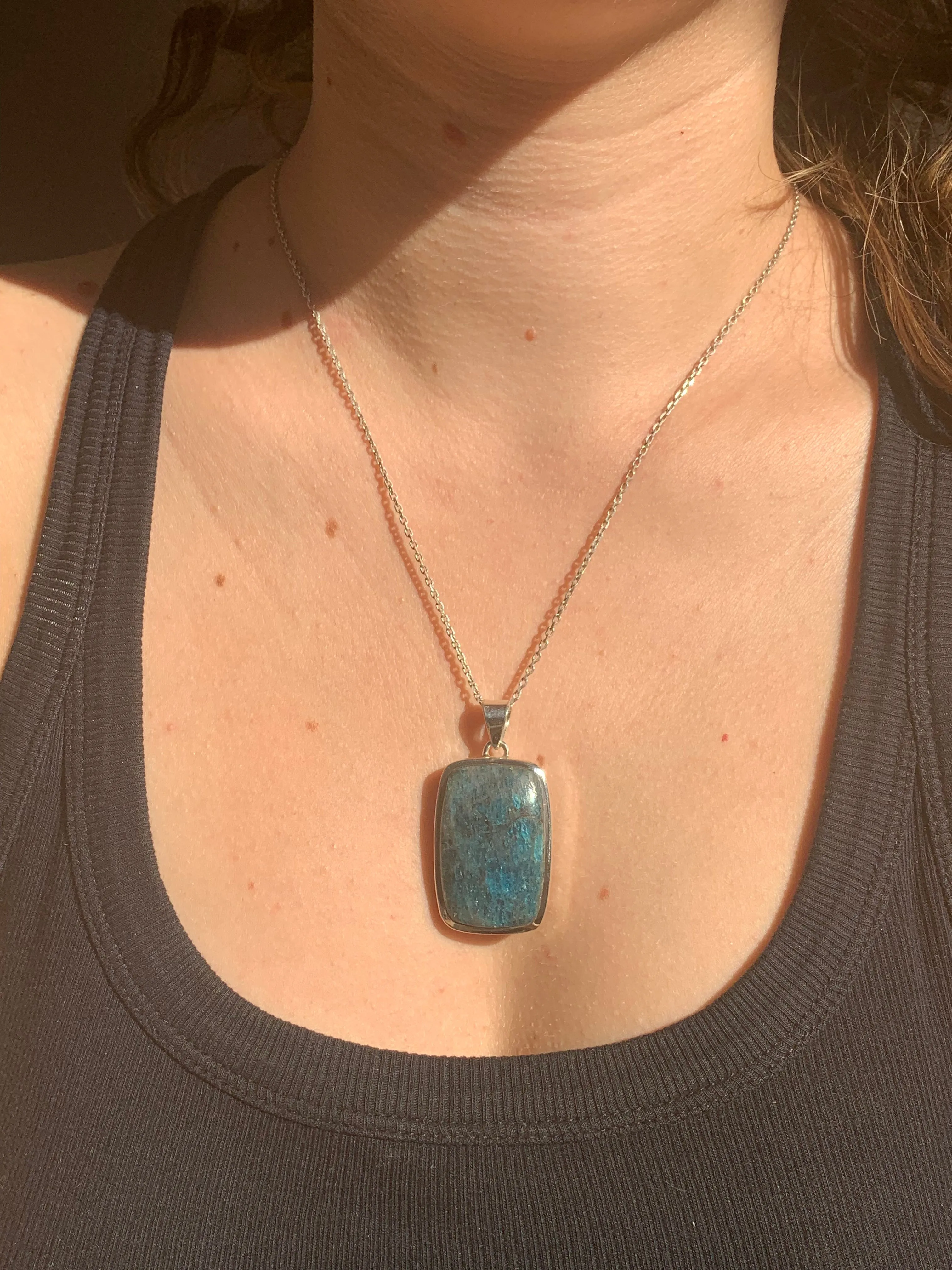 Blue Apatite Naevia Pendant - Rectangle