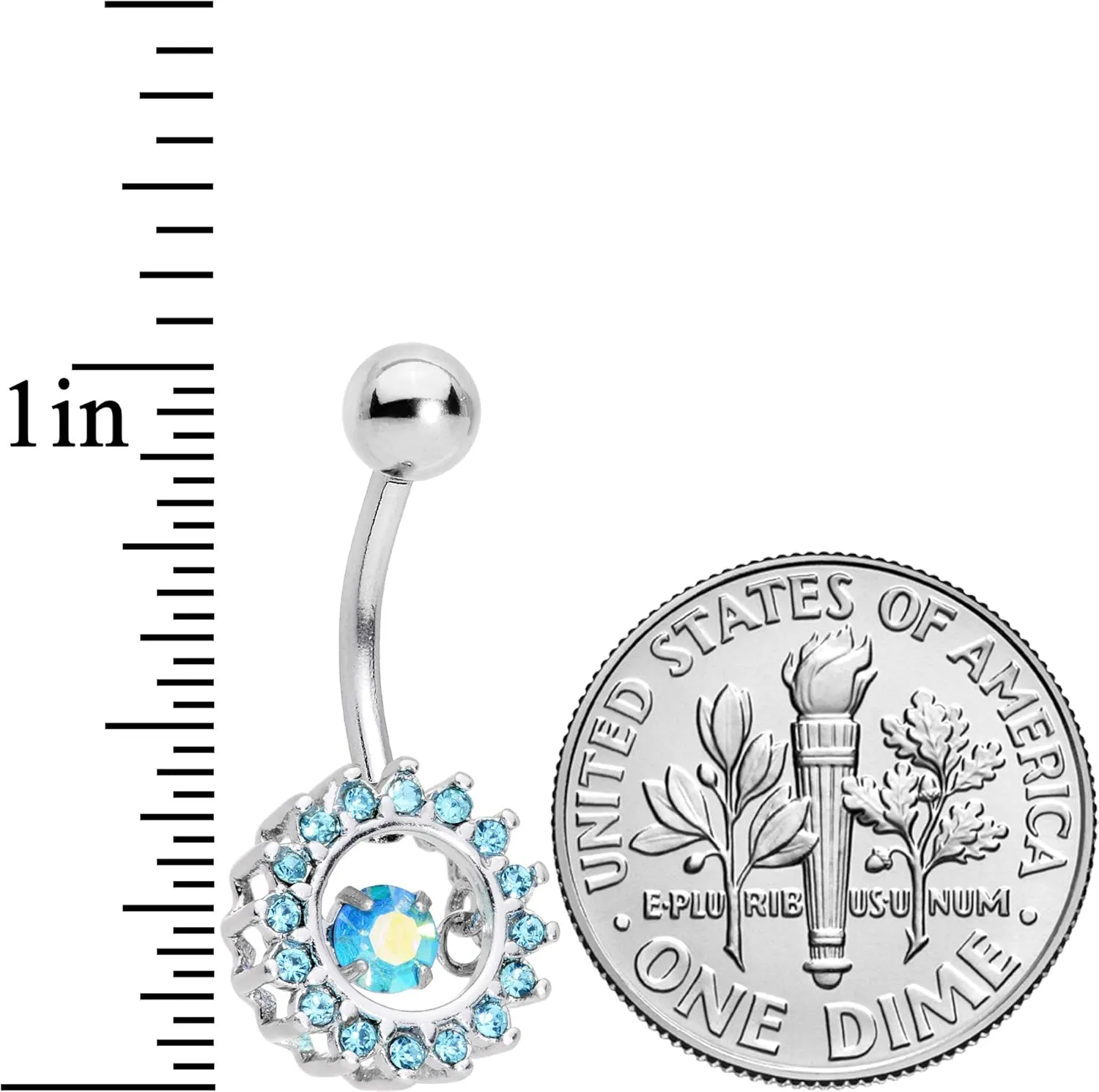 Body Candy 14G Plated Stainless Steel Navel Ring Piercing Elegant Crown Belly Button Ring