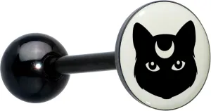 Body Candy 14G Women 316L Stainless Steel Black Glow in the Dark Mystic Kitty Cat Mens Barbell Tongue Ring Body Piercing Jewelry 5/8
