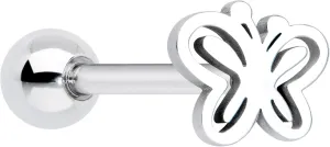 Body Candy 14G Women Stainless Steel Simply Elegant Butterfly Barbell Tongue Ring Body Piercing Jewelry 5/8