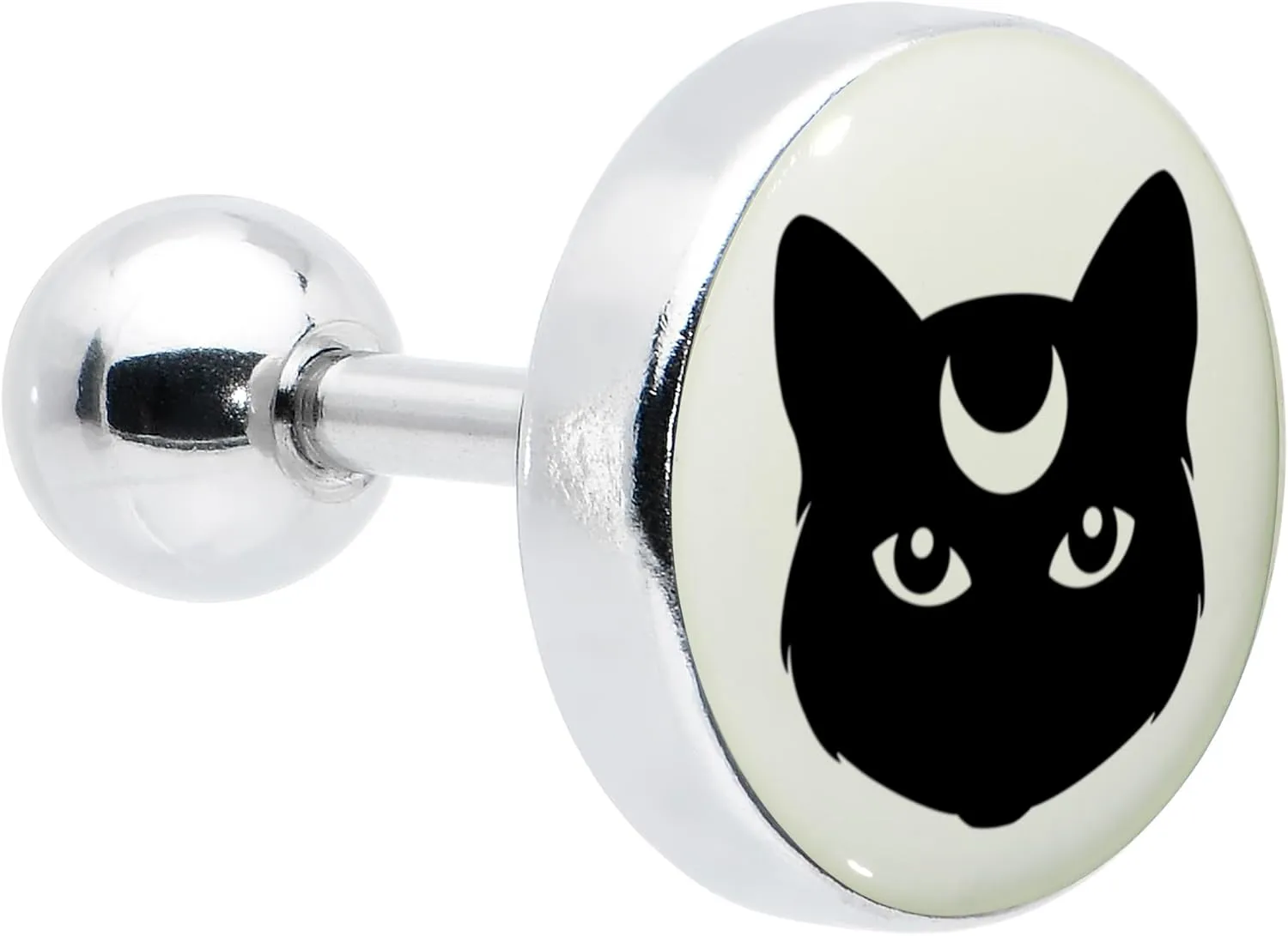 Body Candy 16G Womens 6mm 316L Stainless Steel Glow in the Dark Mystic Kitty Cat Mens Cartilage Earring Helix Tragus Jewelry 1/4"