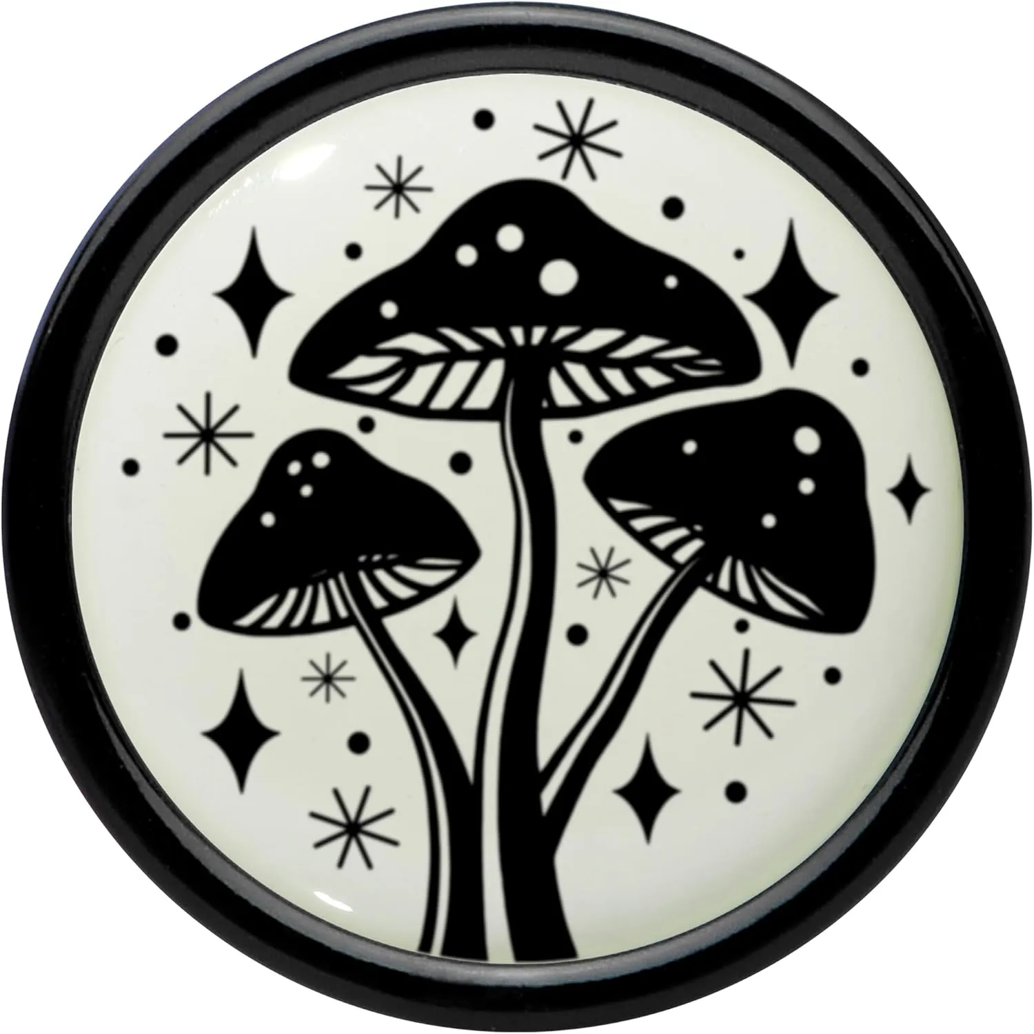 Body Candy 2PC Black Acrylic Glow in the Dark Mystic Mushroom Saddle Plugs Double Flare Plug Ear Plug Gauges