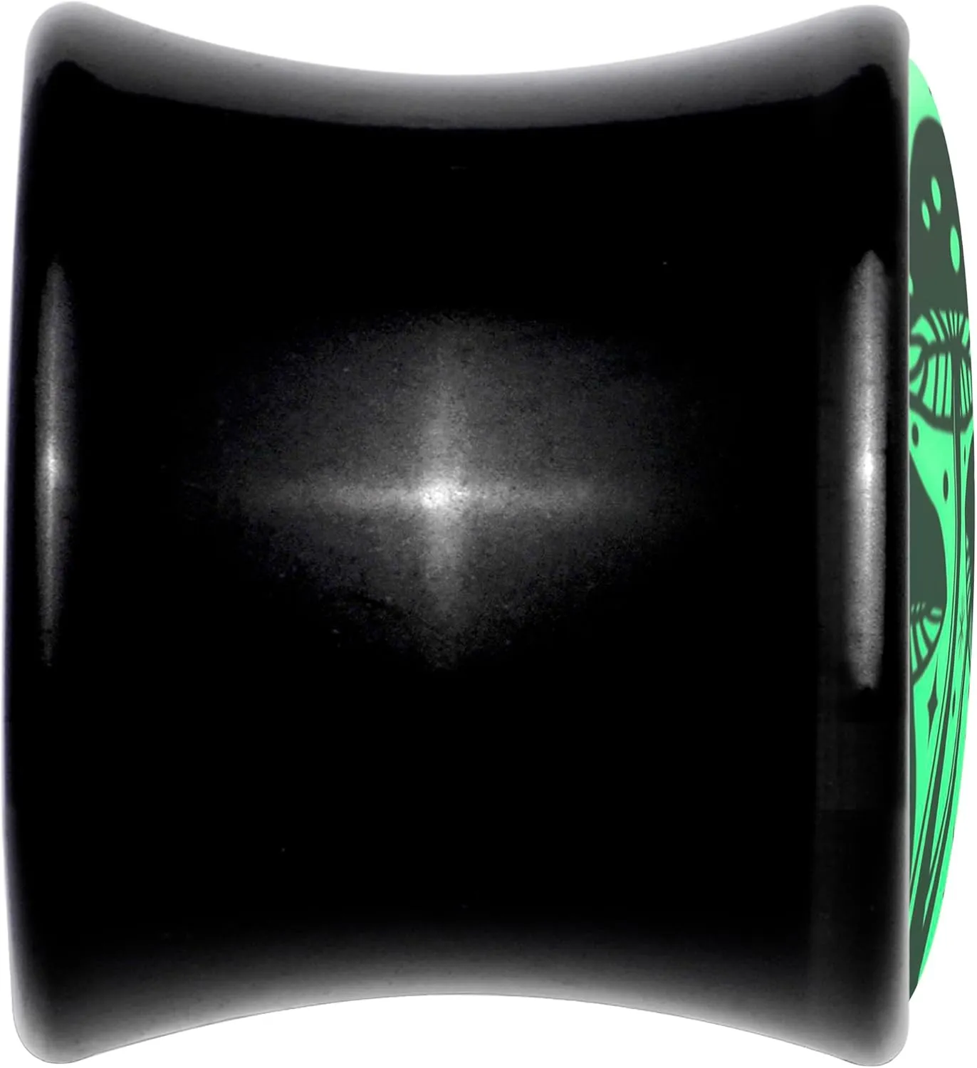 Body Candy 2PC Black Acrylic Glow in the Dark Mystic Mushroom Saddle Plugs Double Flare Plug Ear Plug Gauges