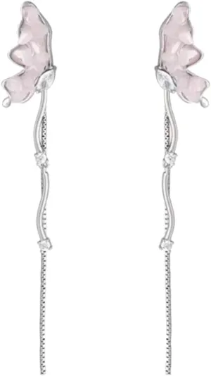 Boho Butterfly Tassel Earrings for Women,Dainty Vivid Butterfly Tassel Earrings Cute Crystal Fairy Earrings Valentine Jewelry Gifts
