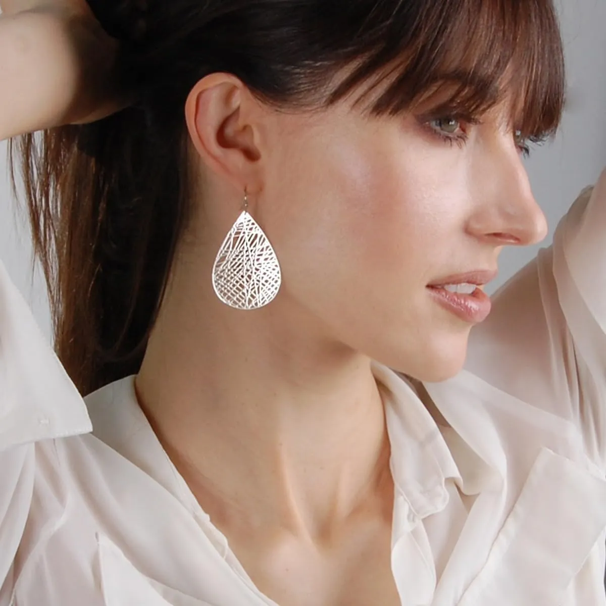 Boho Dangle Earrings for Women - Gold, Rose, or Silver Tone Lightweight Geometric Filigree Dangly Earrings