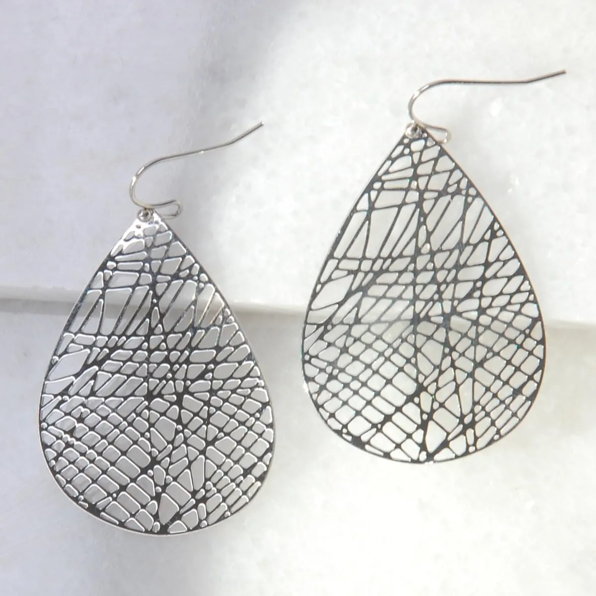 Boho Dangle Earrings for Women - Gold, Rose, or Silver Tone Lightweight Geometric Filigree Dangly Earrings