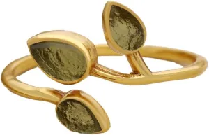 BONITO CREATION Authentic Raw Moldavite Ring Sterling Silver Adjustable Ring 14K Gold Plating Moldavite Ring Czech Republic Healing Tektite Moldavite Ring For Women Jewelry Gift For Her