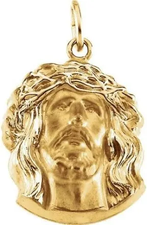 Bonyak Jewelry 14k Yellow Gold 19x14mm Face of Jesus Pendant Elegant