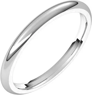 Bonyak Jewelry Platinum 2mm Half Round Comfort Fit Band Unique, Size 10