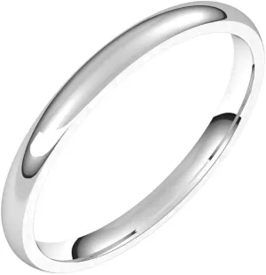 Bonyak Jewelry Platinum 2mm Half Round Comfort Fit Light Band Unique, Size 7
