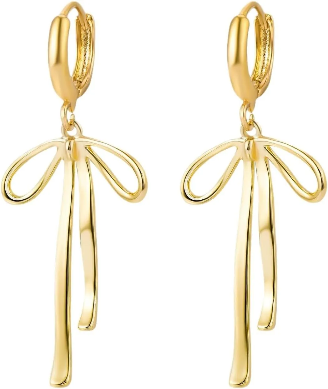 Bow Hoop Earrings for Women Gold Bow Earrings Bowknot Dangle Earrings Trendy Bow Huggie Hoop Earrings Classy Gold Ribbon Bow Tie Earrings Wedding Prom Party Jewelry Accessories