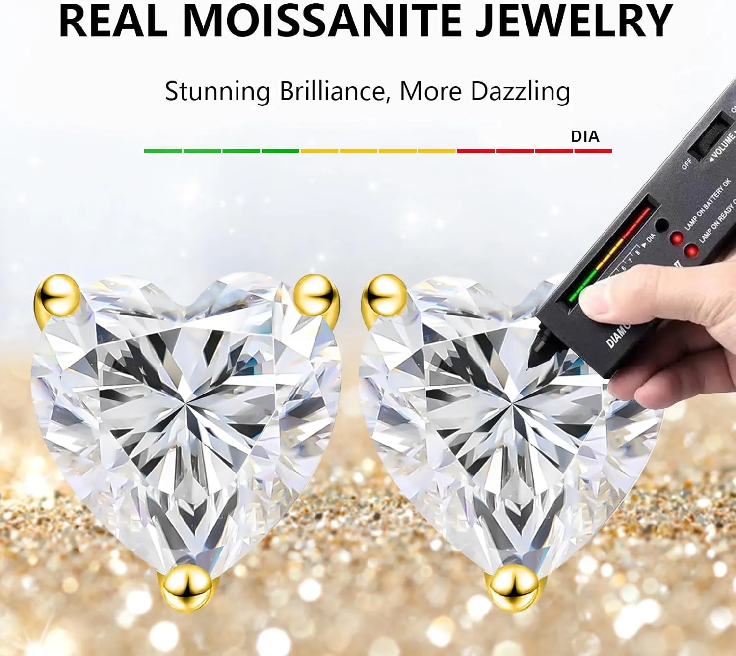 BREN Moissanite Earrings - 0.6ct-4ct D Color Lab Created Imitation Diamond Earrings Studs Handmade 925 Sterling Silver Earrings Solitaire Moissanite Stud Earrings for Women Christmas Gifts