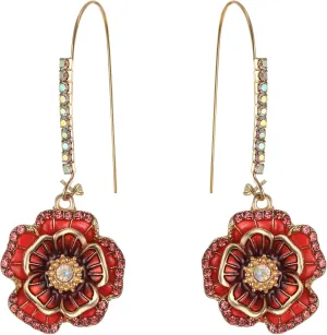 BriLove Fashion Elegant Rhinestone Enamel Rose Flower Hook Dangle Earrings for Women Party Prom Earring Accessories