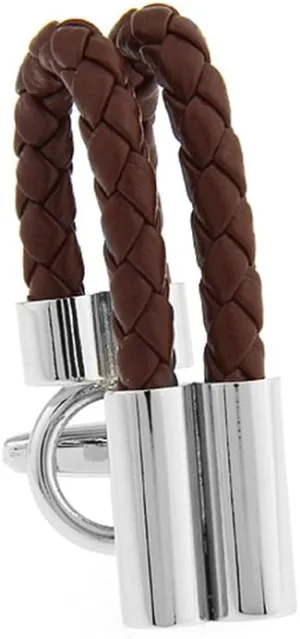 Brown Leather Chain Men's French Shirt Unique Wedding Groom Cufflinks