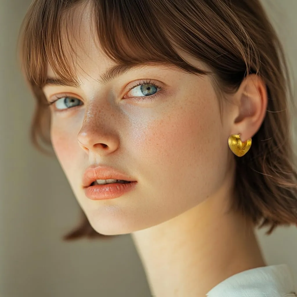 Brushed Statement Huggie Earrings -18K Gold Plated Hypoallergenic S925 Post Gold Hoop Earring