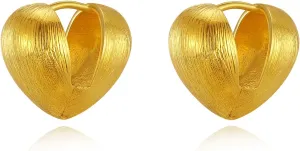Brushed Statement Huggie Earrings -18K Gold Plated Hypoallergenic S925 Post Gold Hoop Earring