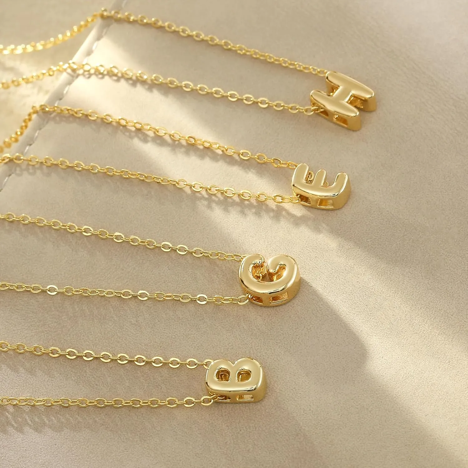 Bubble Initial Necklaces Danity 14K Gold Plated Cute Tiny Name Letter Necklace for Women Personalized Jewelry Gift