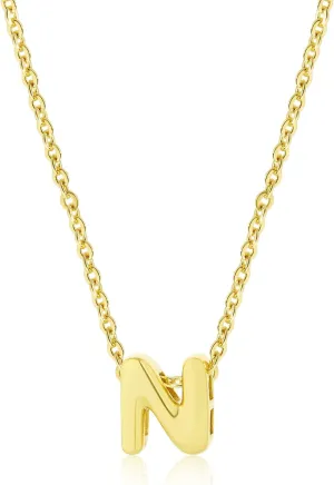 Bubble Initial Necklaces Danity 14K Gold Plated Cute Tiny Name Letter Necklace for Women Personalized Jewelry Gift