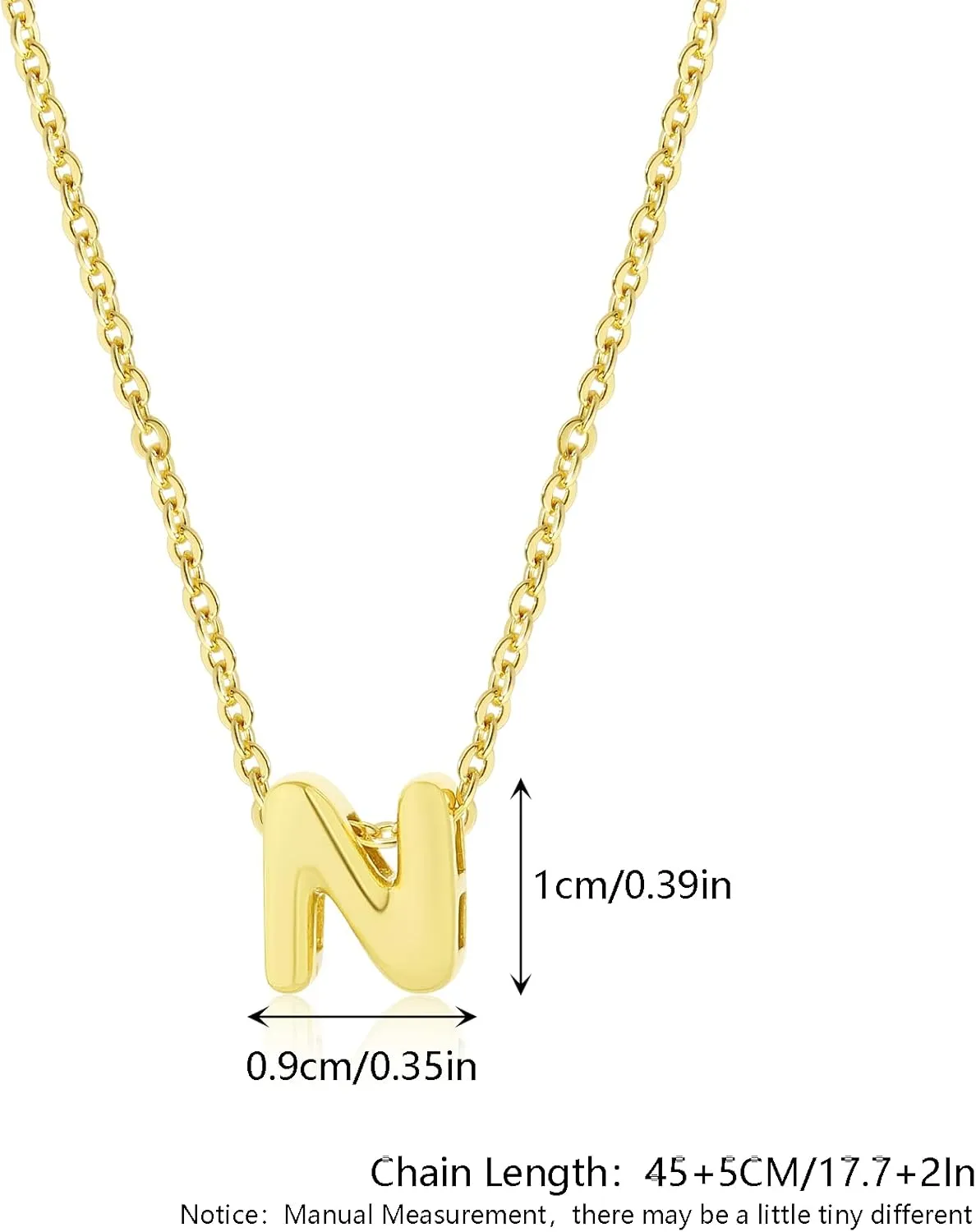 Bubble Initial Necklaces Danity 14K Gold Plated Cute Tiny Name Letter Necklace for Women Personalized Jewelry Gift