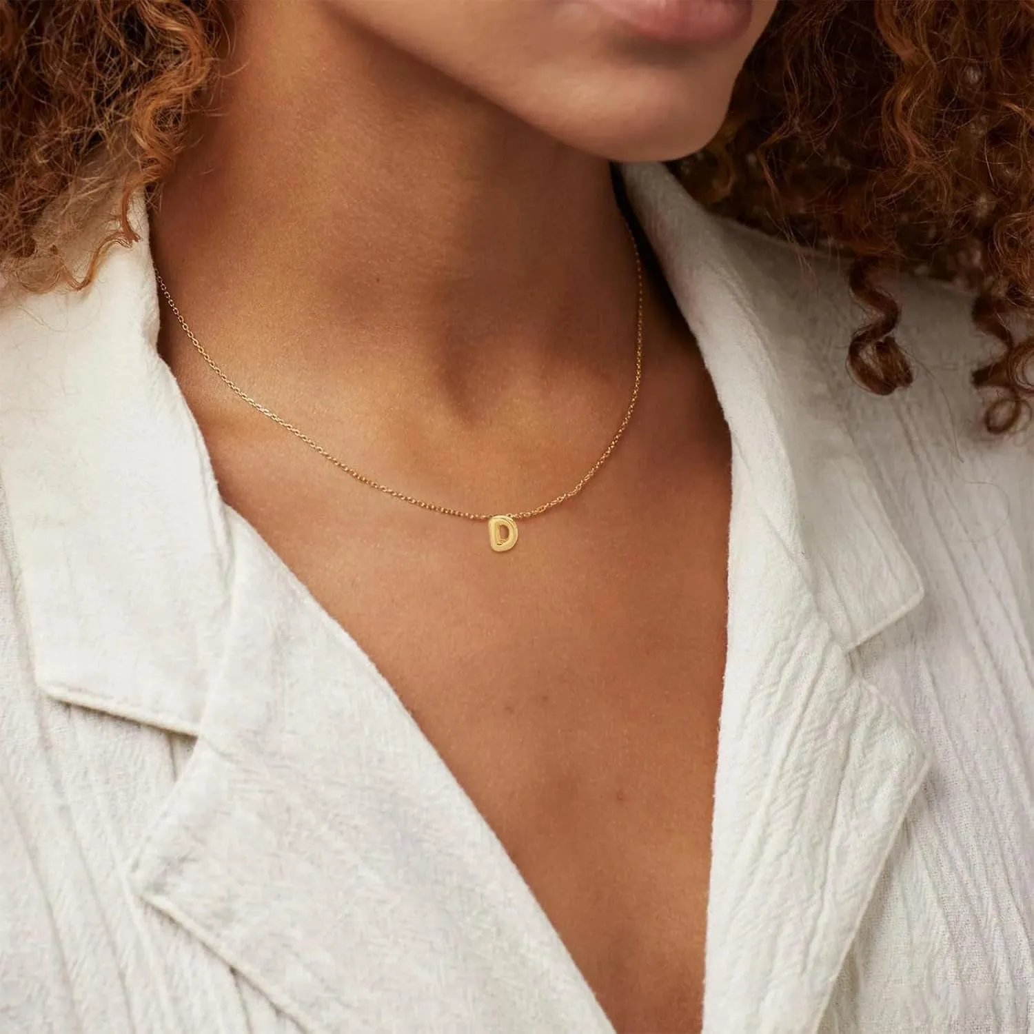 Bubble Initial Necklaces Danity 14K Gold Plated Cute Tiny Name Letter Necklace for Women Personalized Jewelry Gift