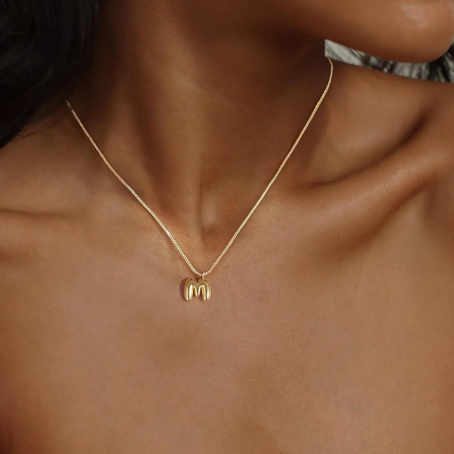 Bubble Letter Necklace Gold,14K Gold Plated Bubble Necklace Dainty Initial Necklaces for Women Simple Gold Charm Necklace Cute Name Necklace Personalized Trendy Jewelry Gifts for Women