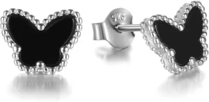 Butterfly Earrings 925 Sterling Silver,Black Onyx Studs Hypoallergenic Jewelry,Elegant Gift Set for Women