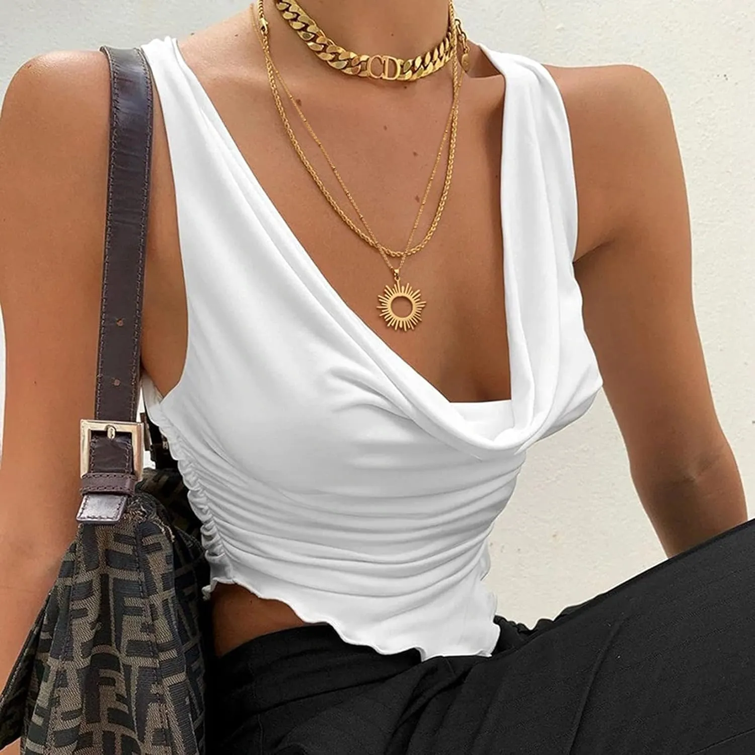 CANEVINKA 18K Gold Plate Coin Pendant Necklace for Women Dainty Compass Sunflower Necklaces Personalized Chain Layered Jewelry