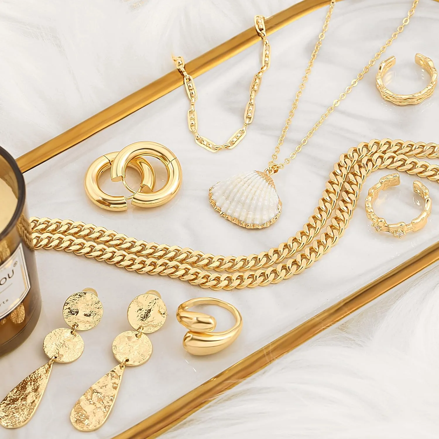 CANEVINKA 18K Gold Plate Coin Pendant Necklace for Women Dainty Compass Sunflower Necklaces Personalized Chain Layered Jewelry