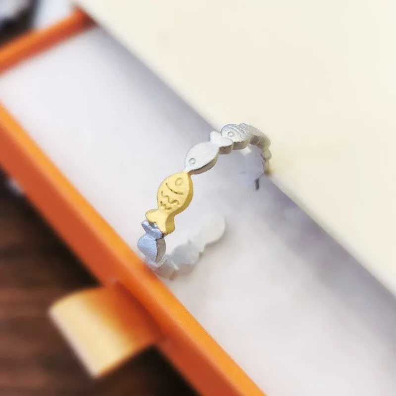 CAOSHI Delicate Fish Rings for Women Metallic Style Finger-ring Statement Jewelry Exquisite Fashionable Design Accessories Gift