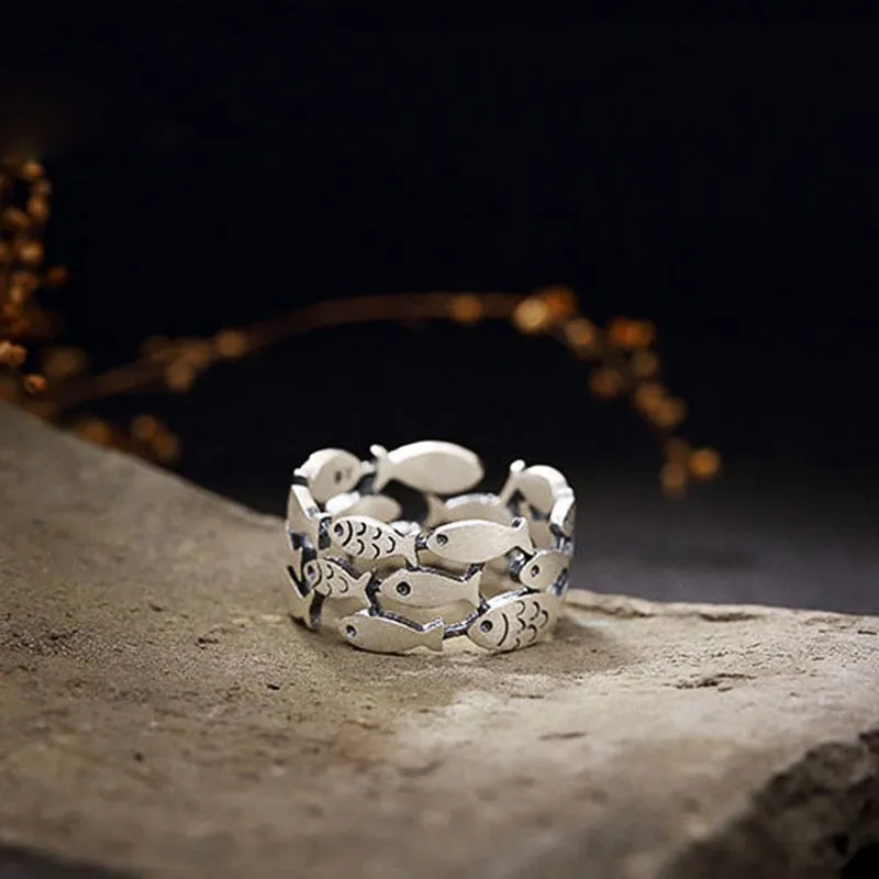 CAOSHI Delicate Fish Rings for Women Metallic Style Finger-ring Statement Jewelry Exquisite Fashionable Design Accessories Gift