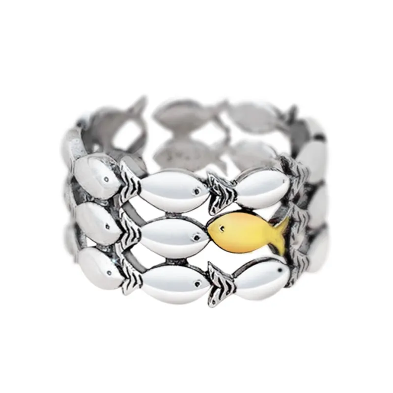 CAOSHI Delicate Fish Rings for Women Metallic Style Finger-ring Statement Jewelry Exquisite Fashionable Design Accessories Gift