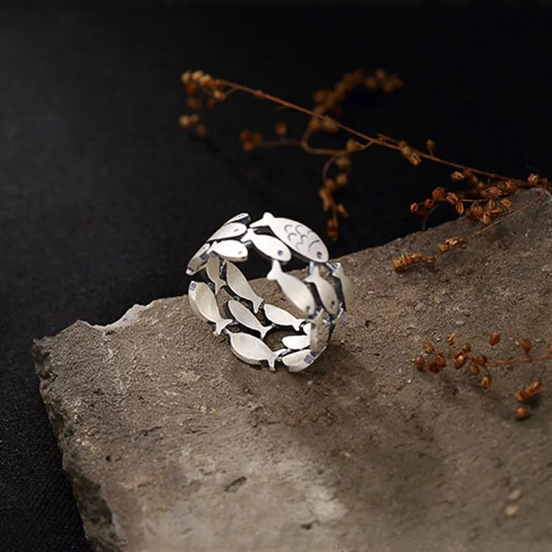 CAOSHI Delicate Fish Rings for Women Metallic Style Finger-ring Statement Jewelry Exquisite Fashionable Design Accessories Gift