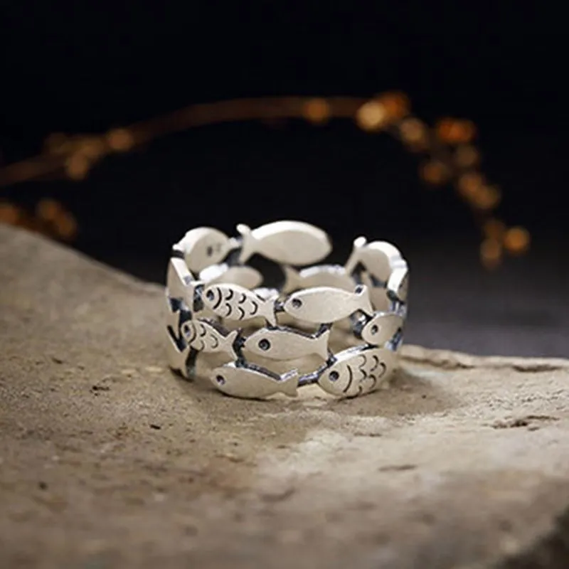 CAOSHI Delicate Fish Rings for Women Metallic Style Finger-ring Statement Jewelry Exquisite Fashionable Design Accessories Gift